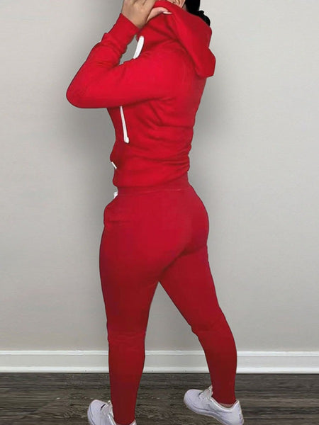 Hooded Collar Broken Heart Print Tracksuit Set AT9050