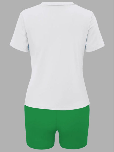 Cartoon Letter Print Shorts Set AR5012