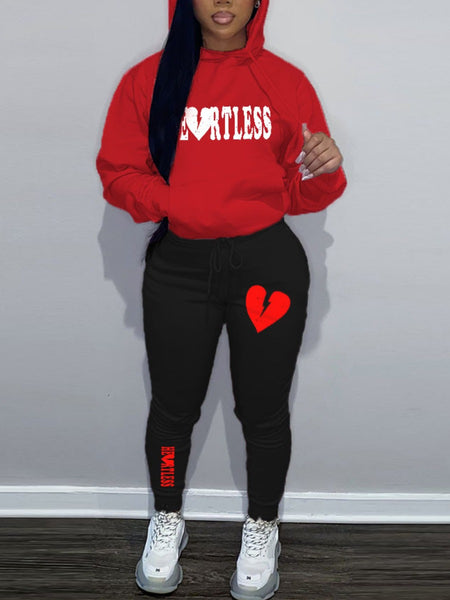 Broken Heart Letter Print Tracksuit Set AR5047