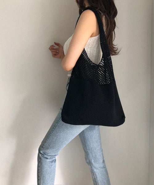 Retro Coffee Hollow Out Cotton Satchel Bag Handbag LY1380