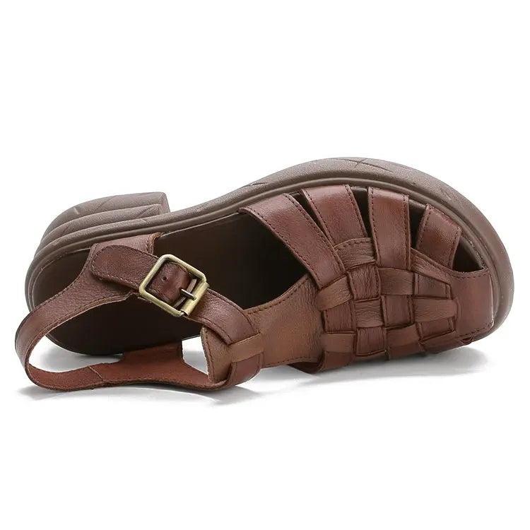 Retro Leather Strappy Fisherman Sandals Ada Fashion