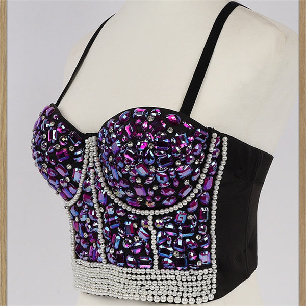 Y2K Rhinestone Diamond Sequin Tank Top F3858