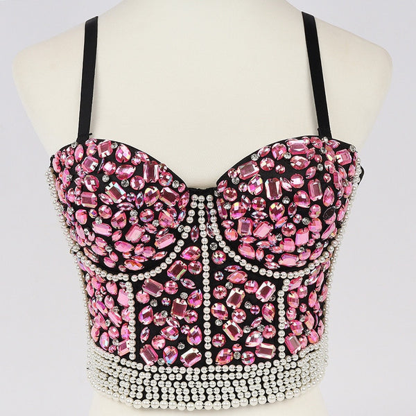 Y2K Rhinestone Diamond Sequin Tank Top F3858