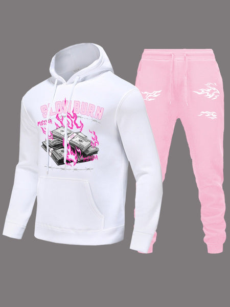 Butterfly Letter Print Kangaroo Pocket Tracksuit Set AR3037