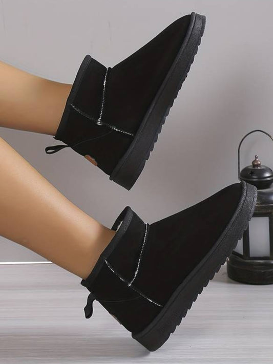 Round Toe Plush Booties BO5060 Furdela