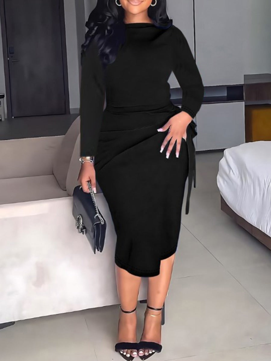 BASICS Plus Size Bandage Design Split Bodycon Dress AR8031