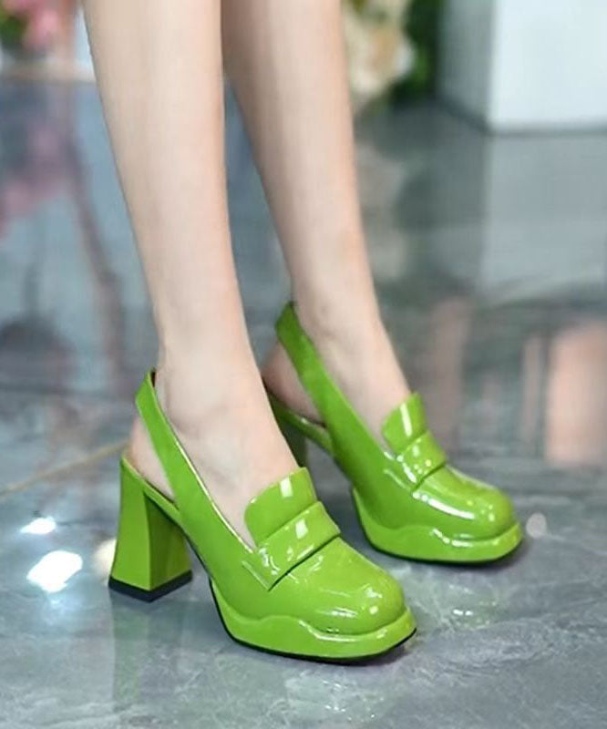 Simple Green Faux Leather Splicing Platform High Heels LY1754