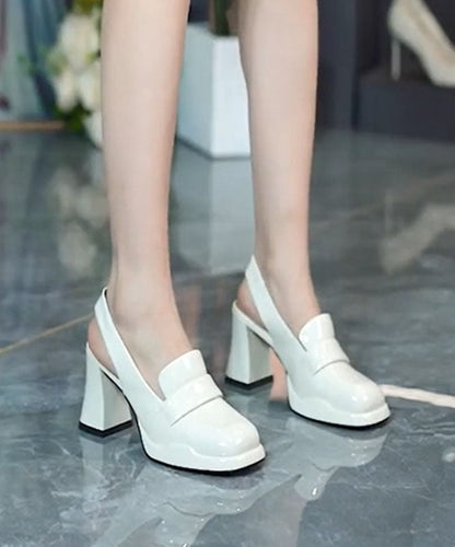 Simple Green Faux Leather Splicing Platform High Heels LY1754