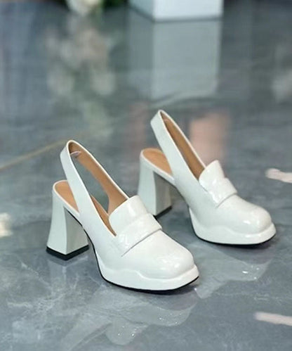 Simple Green Faux Leather Splicing Platform High Heels LY1754