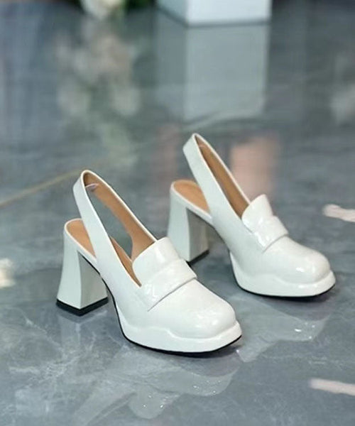 Simple Green Faux Leather Splicing Platform High Heels LY1754