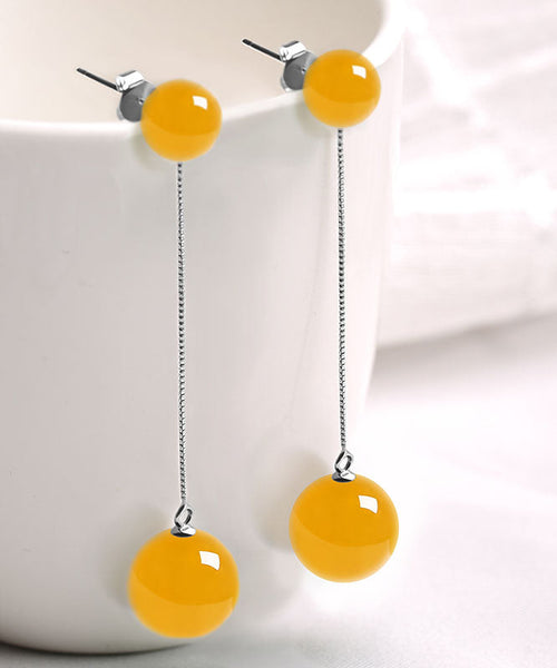 Skinny White Sterling Silver White Agate Drop Earrings TW1020