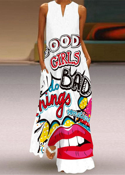 Style Colorblock V Neck Print Chiffon Dress Summer LY1928