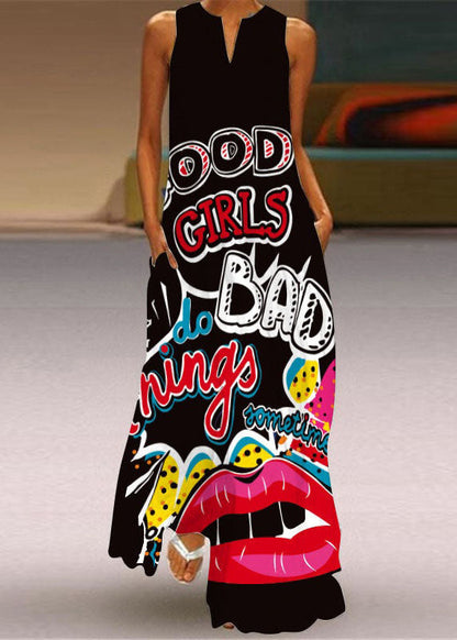 Style Colorblock V Neck Print Chiffon Dress Summer LY1928