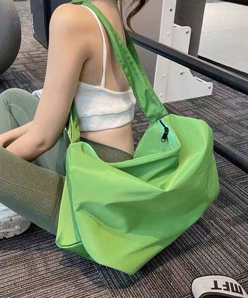 Style Green Zippered Patchwork Oversize Nylon Messenger Bag LY1383