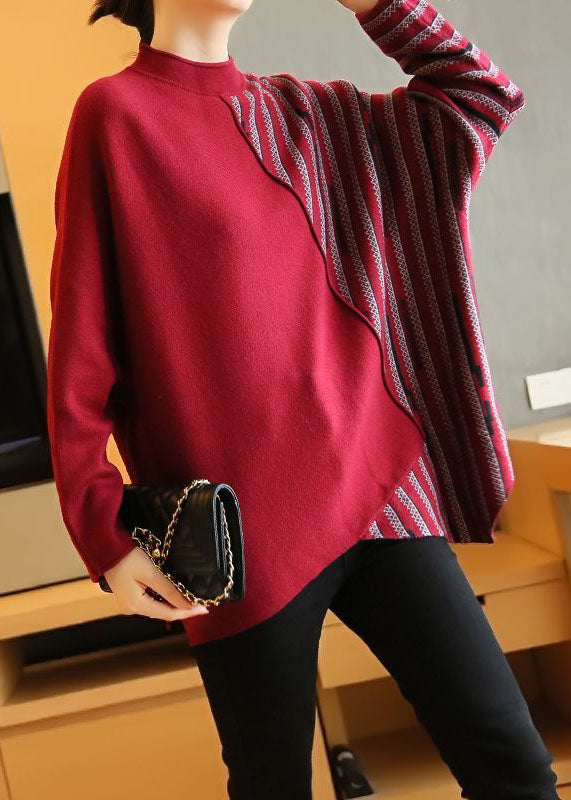 Style Mulberry Asymmetrical Design Striped Knit Top Spring LY1403