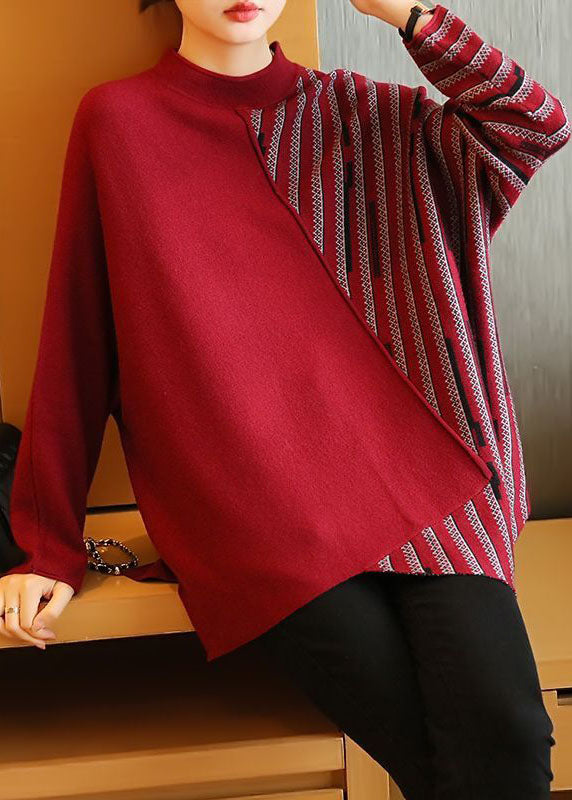 Style Mulberry Asymmetrical Design Striped Knit Top Spring LY1403