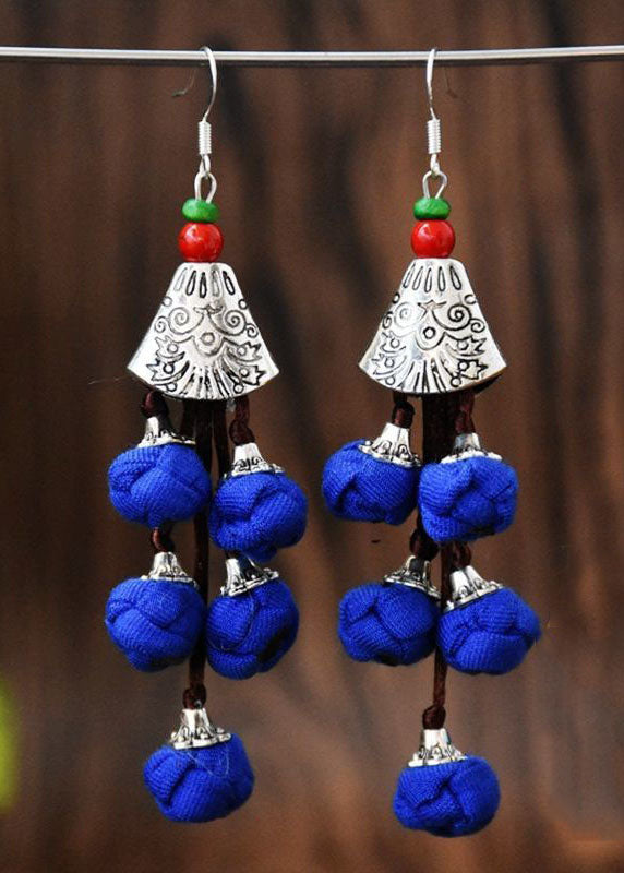 Style Multicolour Cotton Ball Silver Drop Earrings HE1001