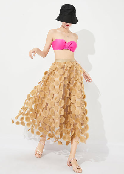 Style Yellow High Waist Exra Large Hem Tulle Skirt Summer LY0817