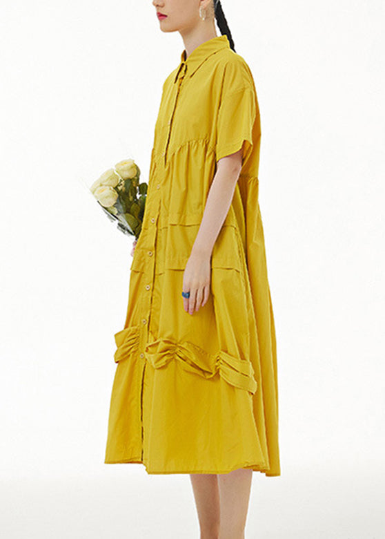 Style Yellow Patchwork Solid Maxi Dresses Summer LY1186