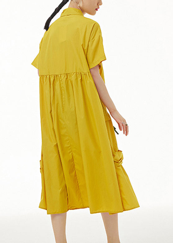 Style Yellow Patchwork Solid Maxi Dresses Summer LY1097