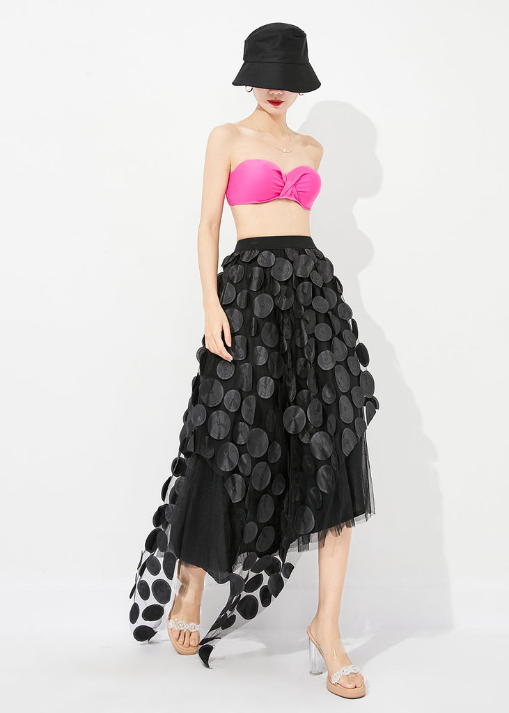 Stylish Black Asymmetrical Exra Large Hem Tulle A Line Skirts Summer LY0886