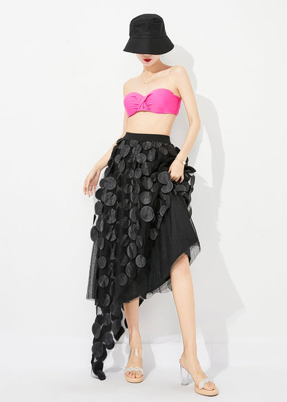 Stylish Black Asymmetrical Exra Large Hem Tulle A Line Skirts Summer LY0886