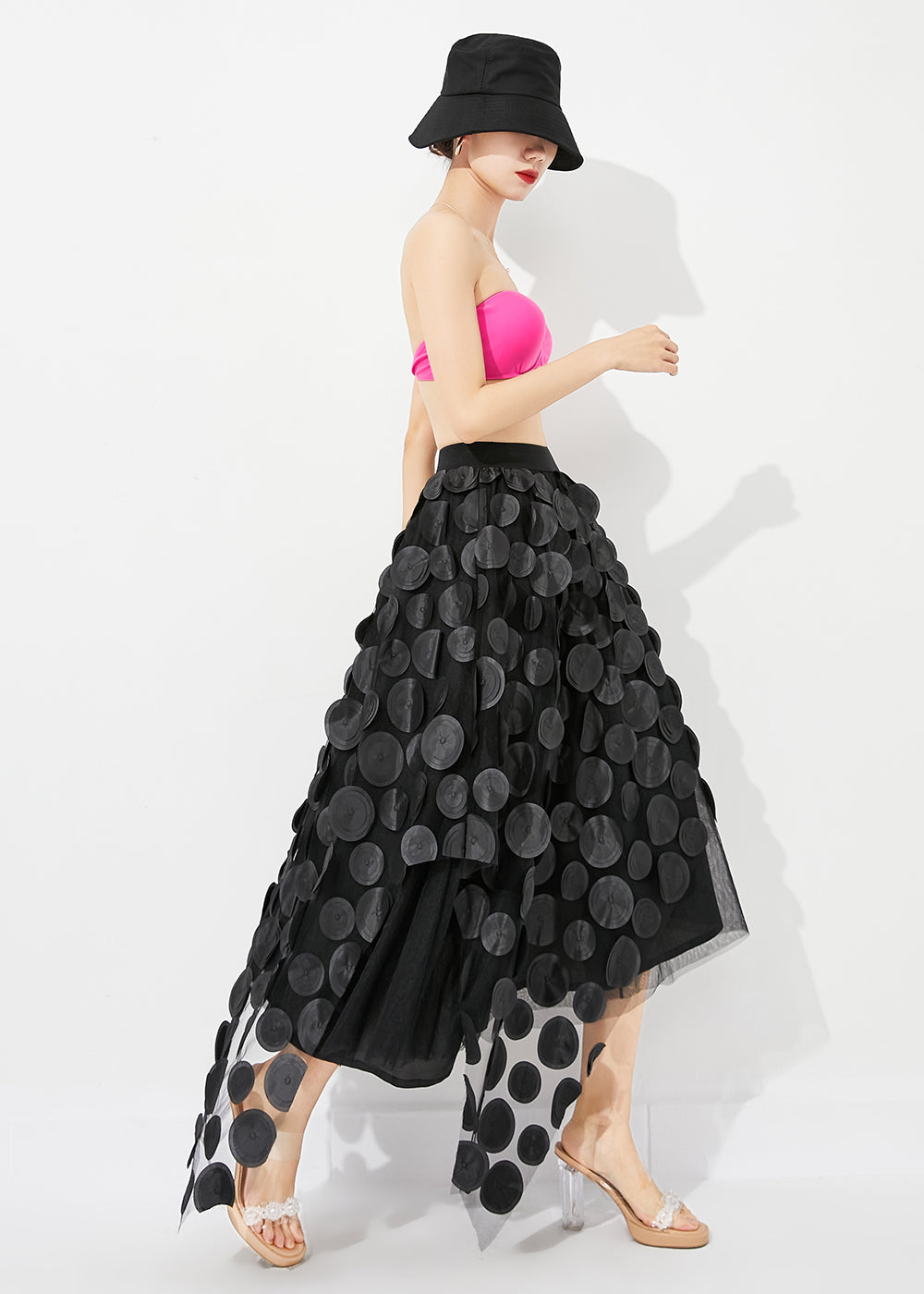 Stylish Black Asymmetrical Exra Large Hem Tulle A Line Skirts Summer LY0886