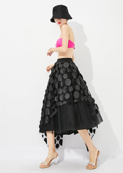 Stylish Black Asymmetrical Exra Large Hem Tulle A Line Skirts Summer LY0886