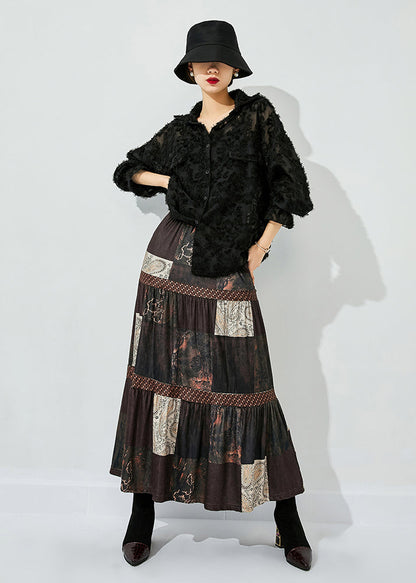 Stylish Black Oversized Jacquar Hollow Out Lace Shirt Top Spring LY0856