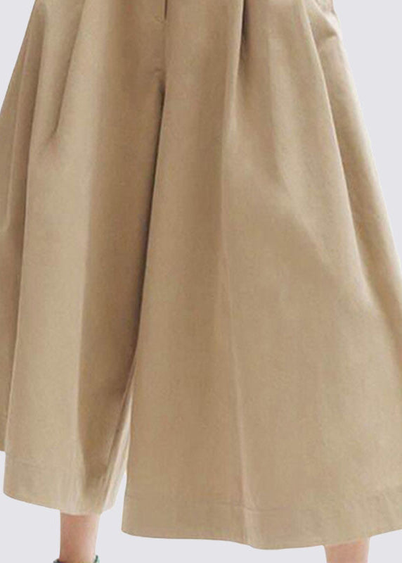 Stylish Khaki High Waist Pockets Cotton Pants Skirt Summer LY0311