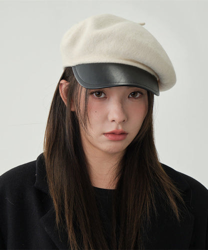 Stylish White Patchwork Solid Woolen Beret HatLY539