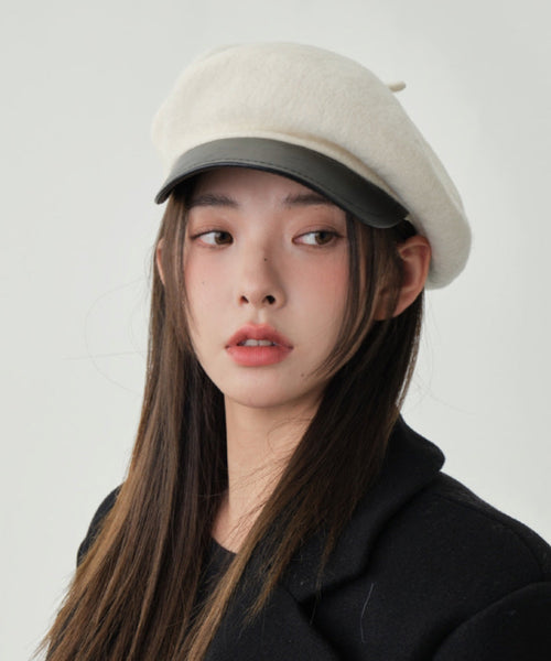 Stylish White Patchwork Solid Woolen Beret HatLY539