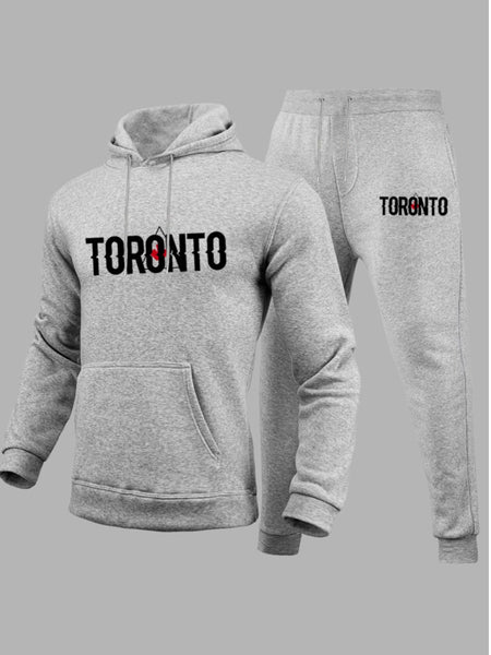 Men Letter Print Kangaroo Pocket Tracksuit Set BO1154