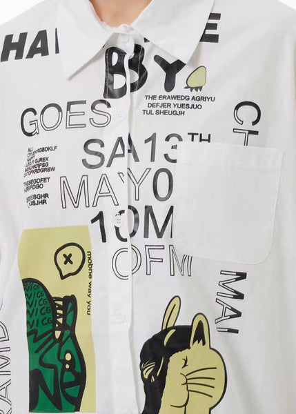 Chemise d'été unique en coton noir oversize à imprimé lettres LC0113