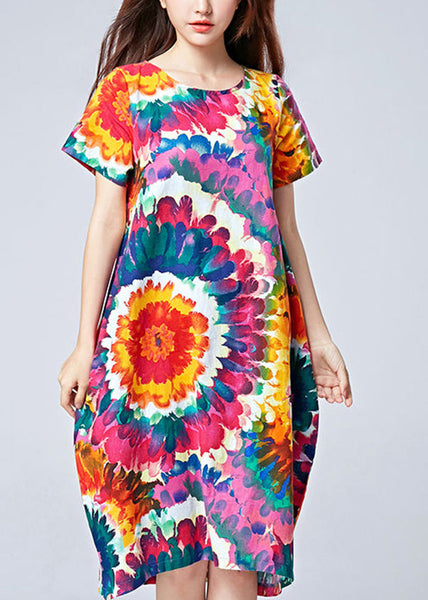 Unique Blue Oversized Print Cotton Beach Dresses Summer LY0904
