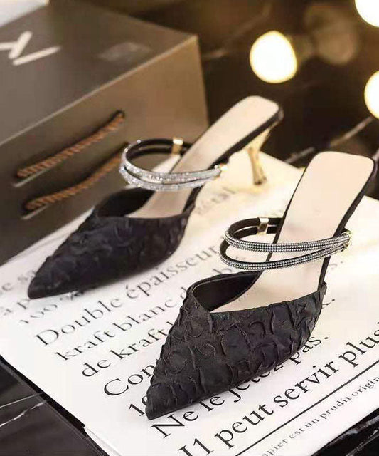 Unique Pointed Toe Stiletto Black Genuine Leather Wear On Both Sides LC0168