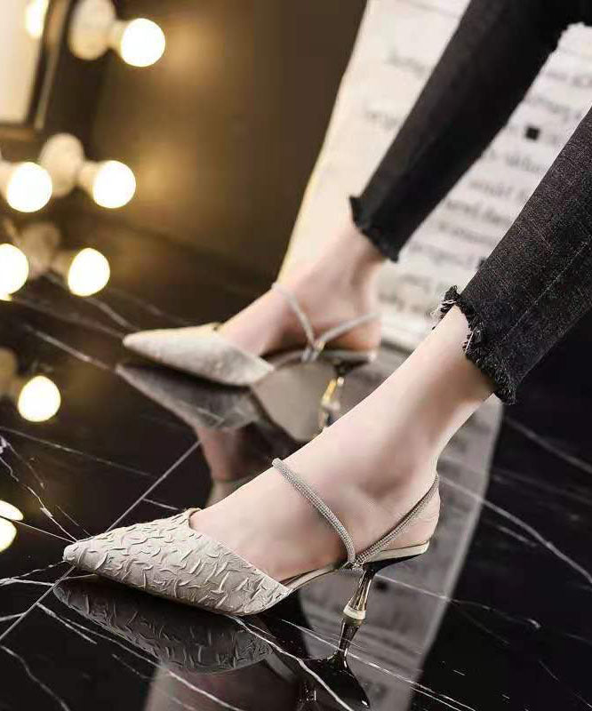 Unique Pointed Toe Stiletto Black Genuine Leather Wear On Both Sides LC0168
