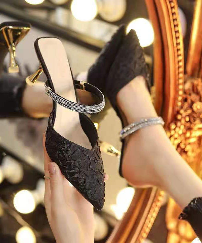 Unique Pointed Toe Stiletto Black Genuine Leather Wear On Both Sides LC0168