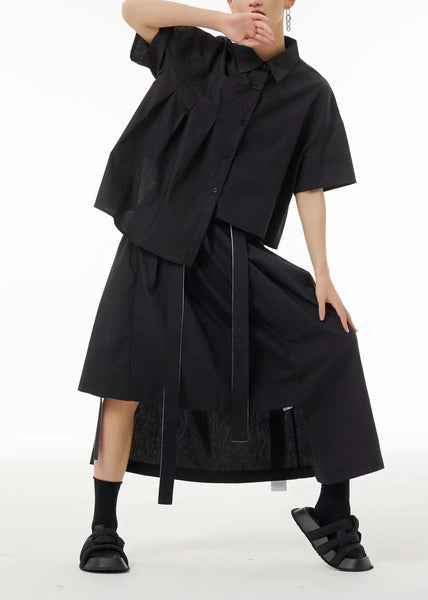 Blouse d'été unique blanche en coton froissé, coupe asymétrique, modèle TS1068