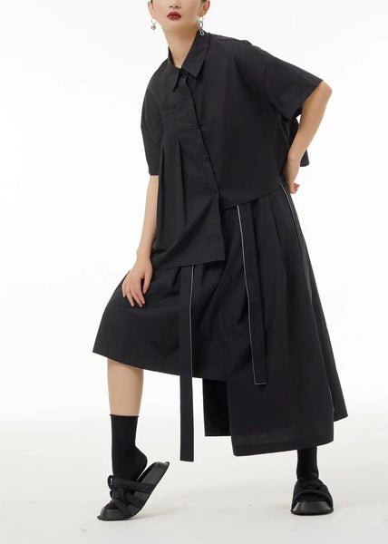 Blouse d'été unique blanche en coton froissé, coupe asymétrique, modèle TS1068