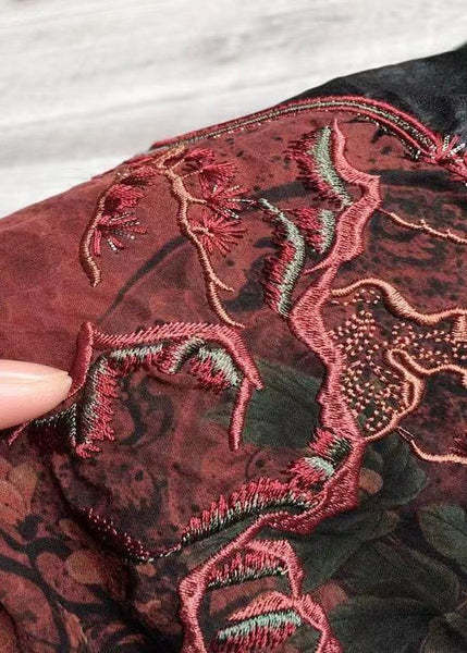 Vintage Black Embroideried Chinese Button Silk Jacket Bracelet Sleeve AC3002