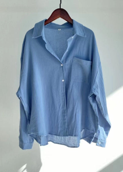 Vintage Blue Peter Pan Collar Tops And Pants Cotton Two-Piece Set Spring LC0459