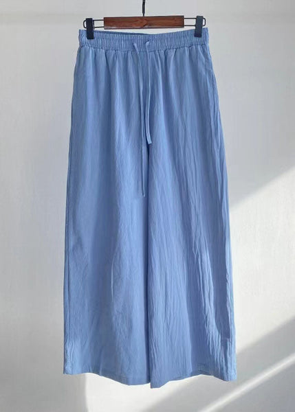 Vintage Blue Peter Pan Collar Tops And Pants Cotton Two-Piece Set Spring LC0459