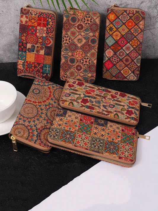 Vintage Flower Spliced Multifunction Bag Wallet Ada Fashion