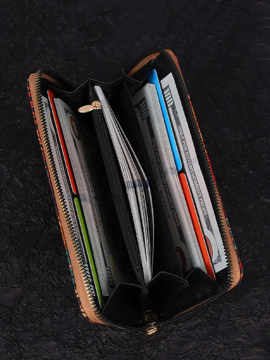 Vintage Flower Spliced Multifunction Bag Wallet Ada Fashion