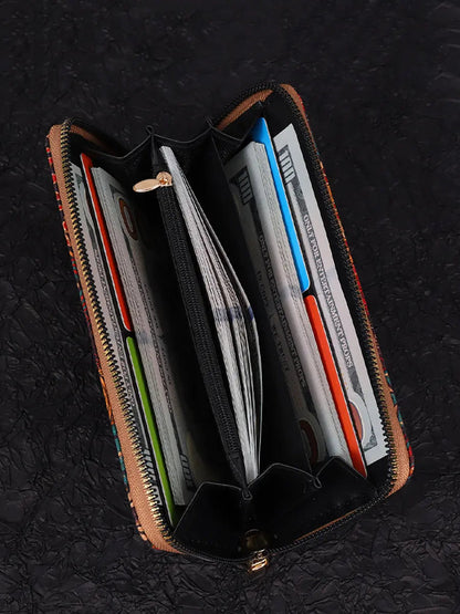 Vintage Flower Spliced Multifunction Bag Wallet Ada Fashion