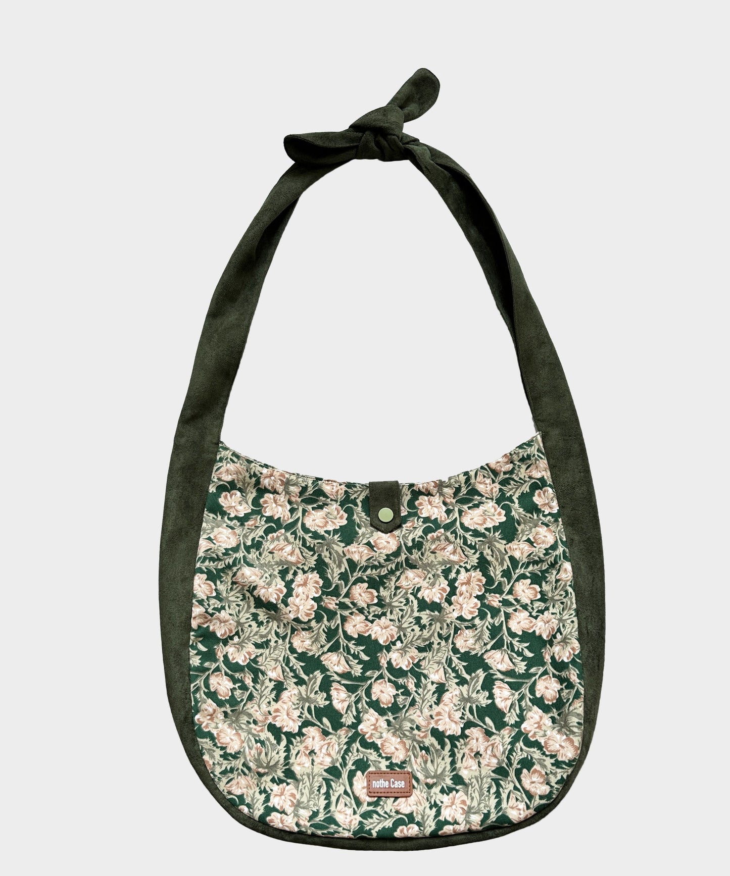 Vintage Green Print Patchwork Velour Satchel Handbag LY1769