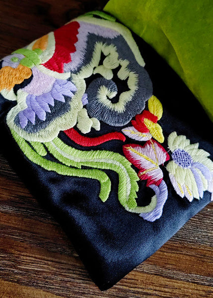 Vintage Green Stand Collar Embroideried Button Silk Velour Outwear Spring LY0987