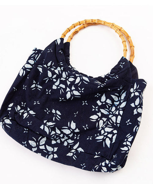 Vintage Navy Print Chinese Style Cotton Tote Handbag Satchel Bag Handbag LY1749