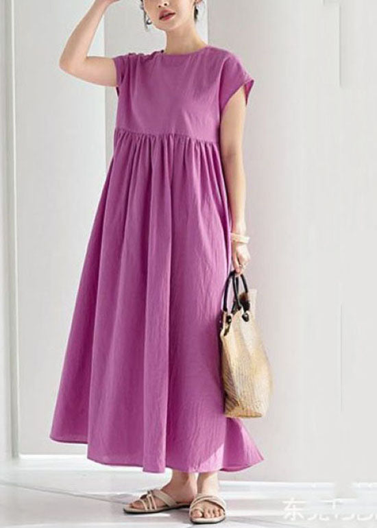 Vintage Rose Wrinkled Patchwork Cotton Long Dresses Summer LY1313